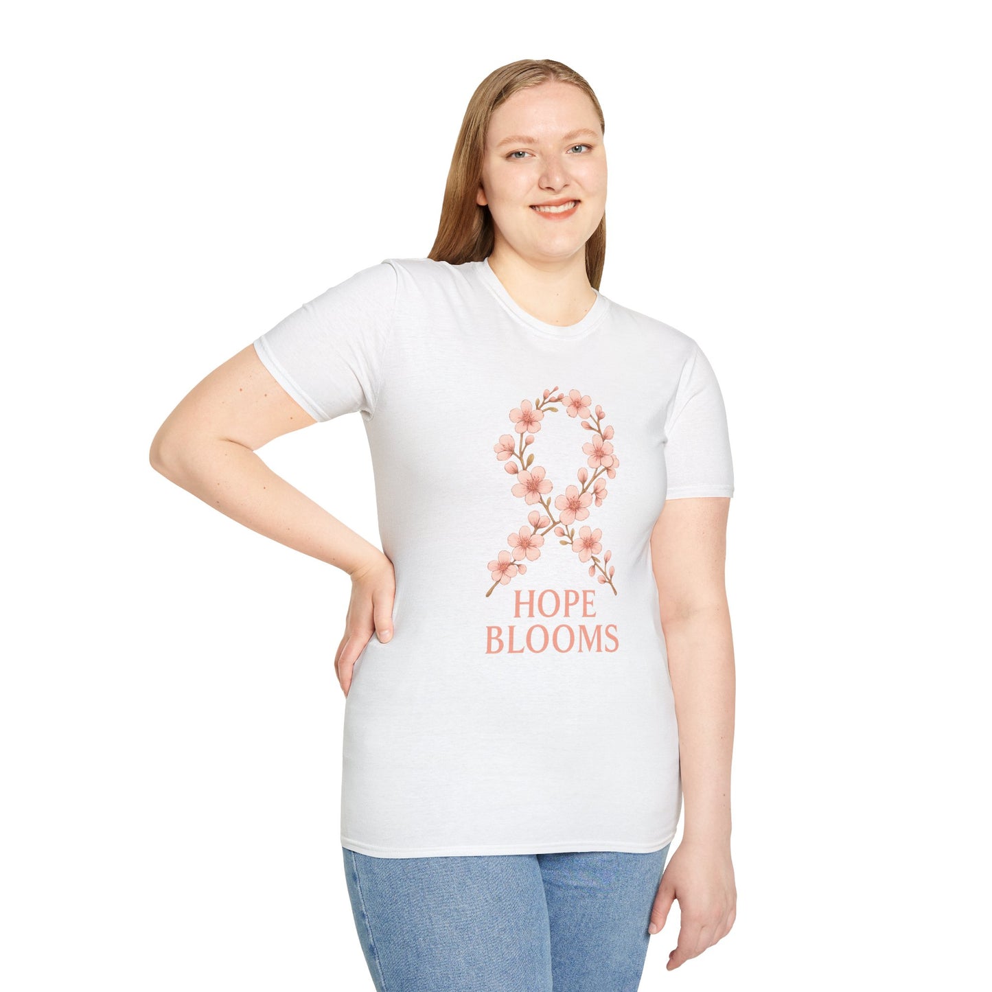 Hope Blooms Floral Ribbon T-Shirt | Breast Cancer Awareness Tee