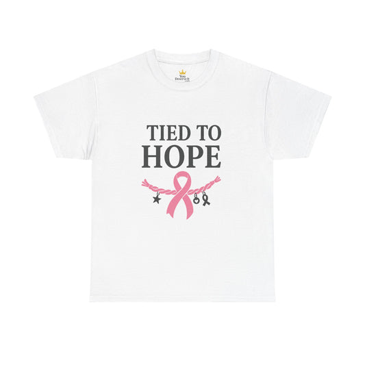 Tied to Hope Shirt | Breast Cancer Awareness Tee with Ribbon and Charms | Support & Survivor T-Shirt