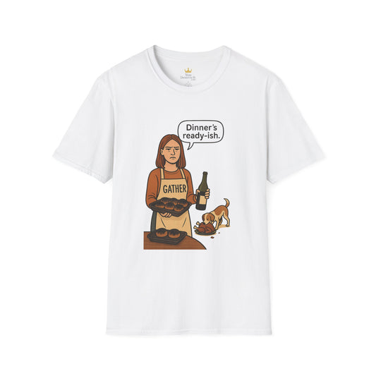 Dinner's Ready-ish | Funny Thanksgiving T-Shirt | Burnt Turkey Tee, Sarcastic Holiday Cooking Shirt, Relatable Family Dinner Humor