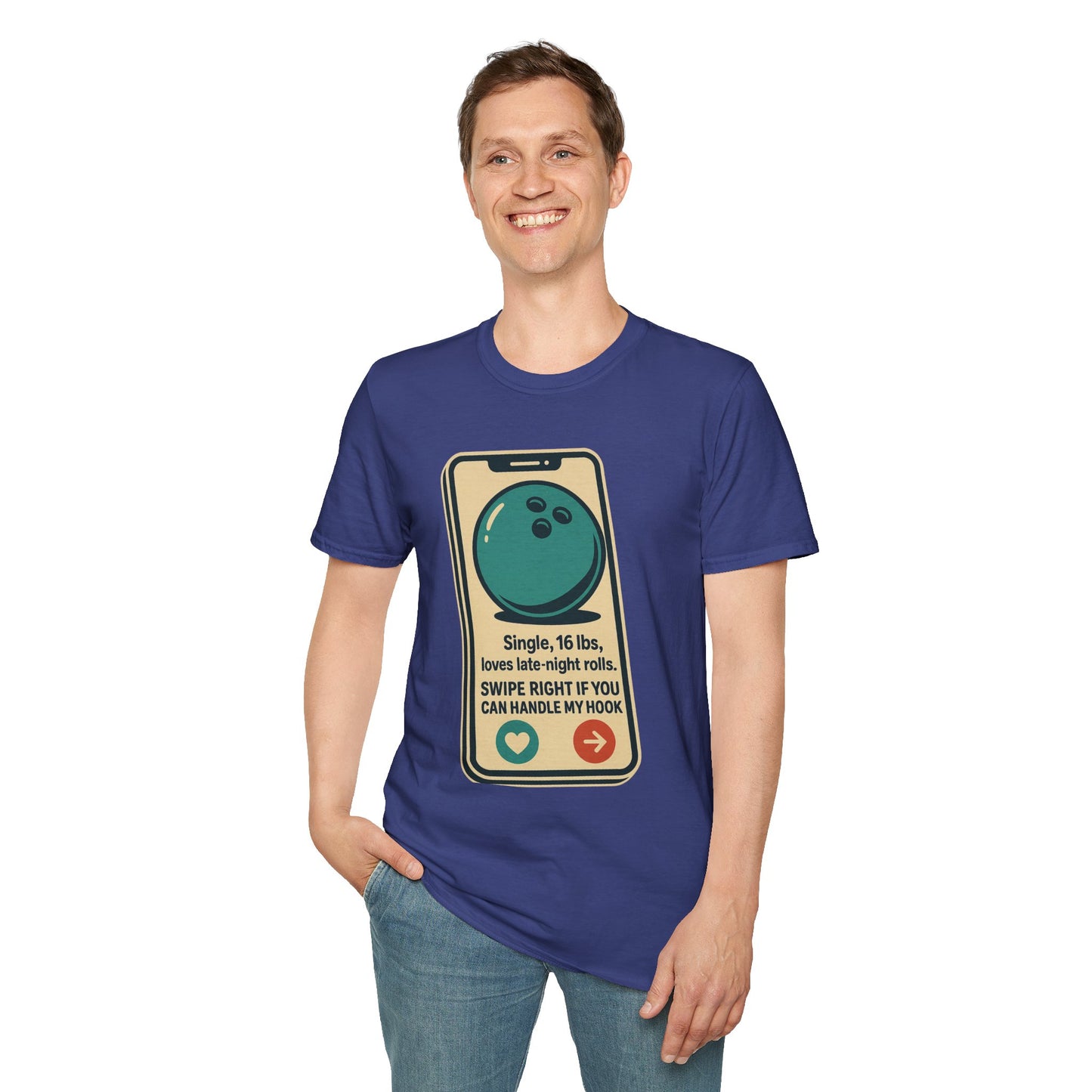 Bowling Ball Dating Profile Funny T-Shirt | Swipe Right If You Can Handle My Hook