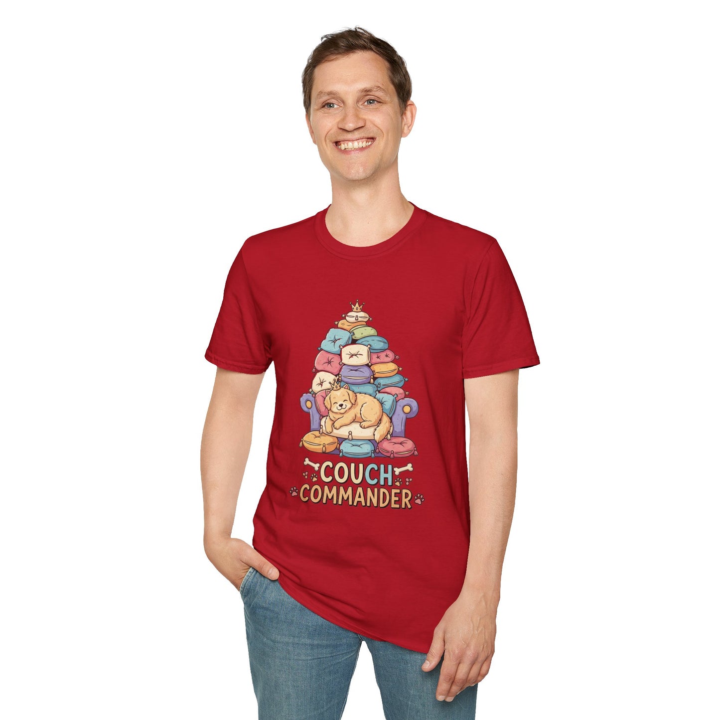 Couch Commander T-Shirt, Funny Pet Lover Tee, Dog Themed Gift, Cozy Everyday Shirt, Humorous Animal Apparel, Relaxation Top
