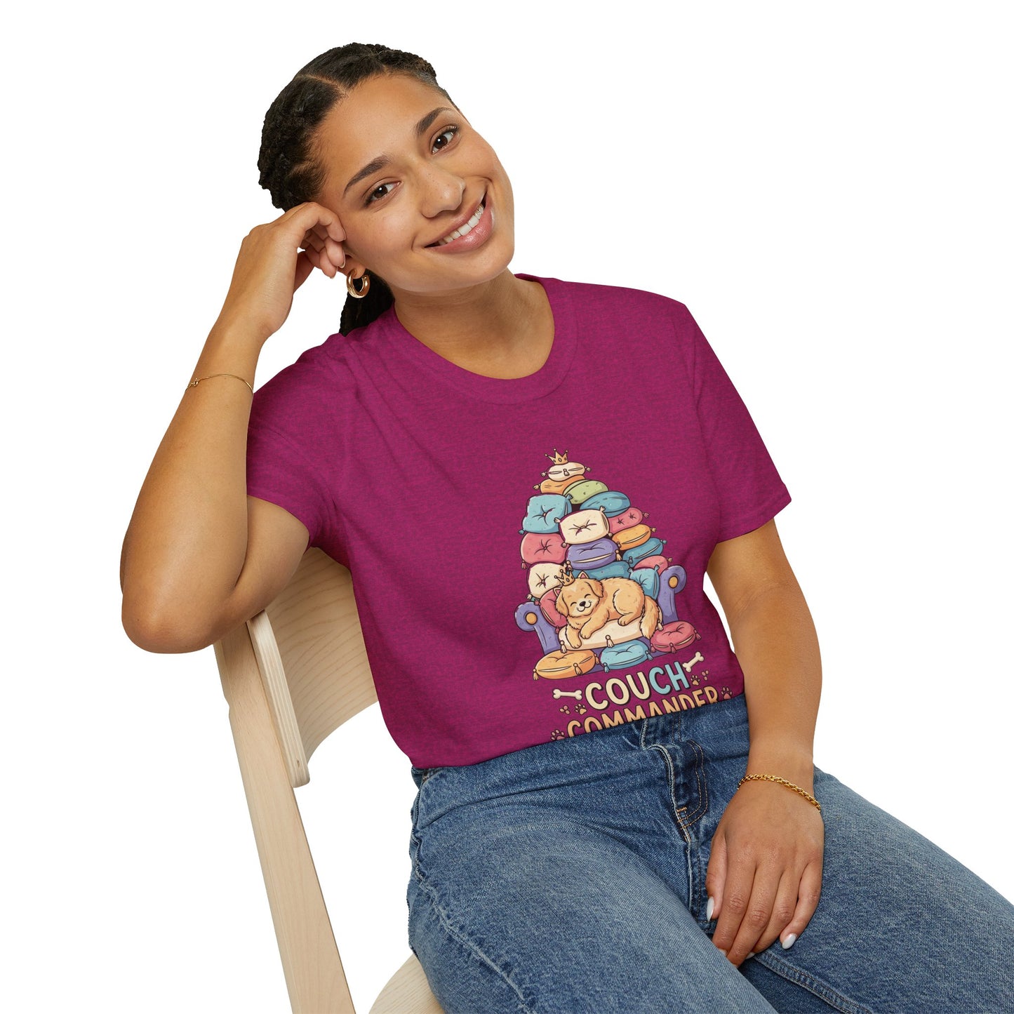Couch Commander T-Shirt, Funny Pet Lover Tee, Dog Themed Gift, Cozy Everyday Shirt, Humorous Animal Apparel, Relaxation Top