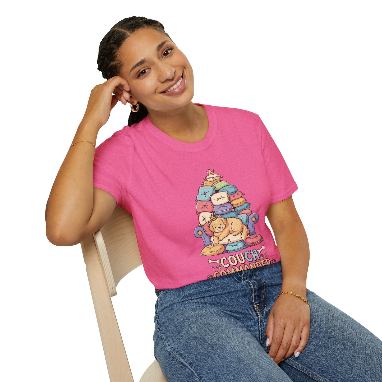 Couch Commander T-Shirt, Funny Pet Lover Tee, Dog Themed Gift, Cozy Everyday Shirt, Humorous Animal Apparel, Relaxation Top
