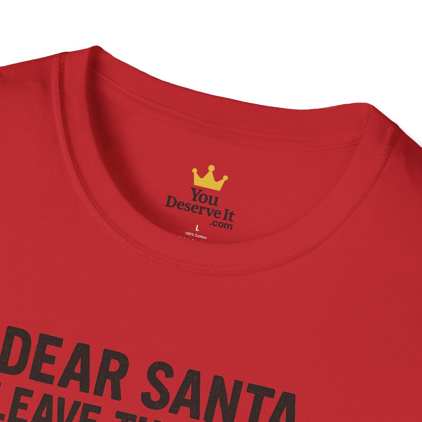 Dear Santa Leave the Gifts Shirt | Funny Christmas Pajama Tee | Sass & Snacks Holiday Graphic | Caffeine Cash Emotional Support T-Shirt