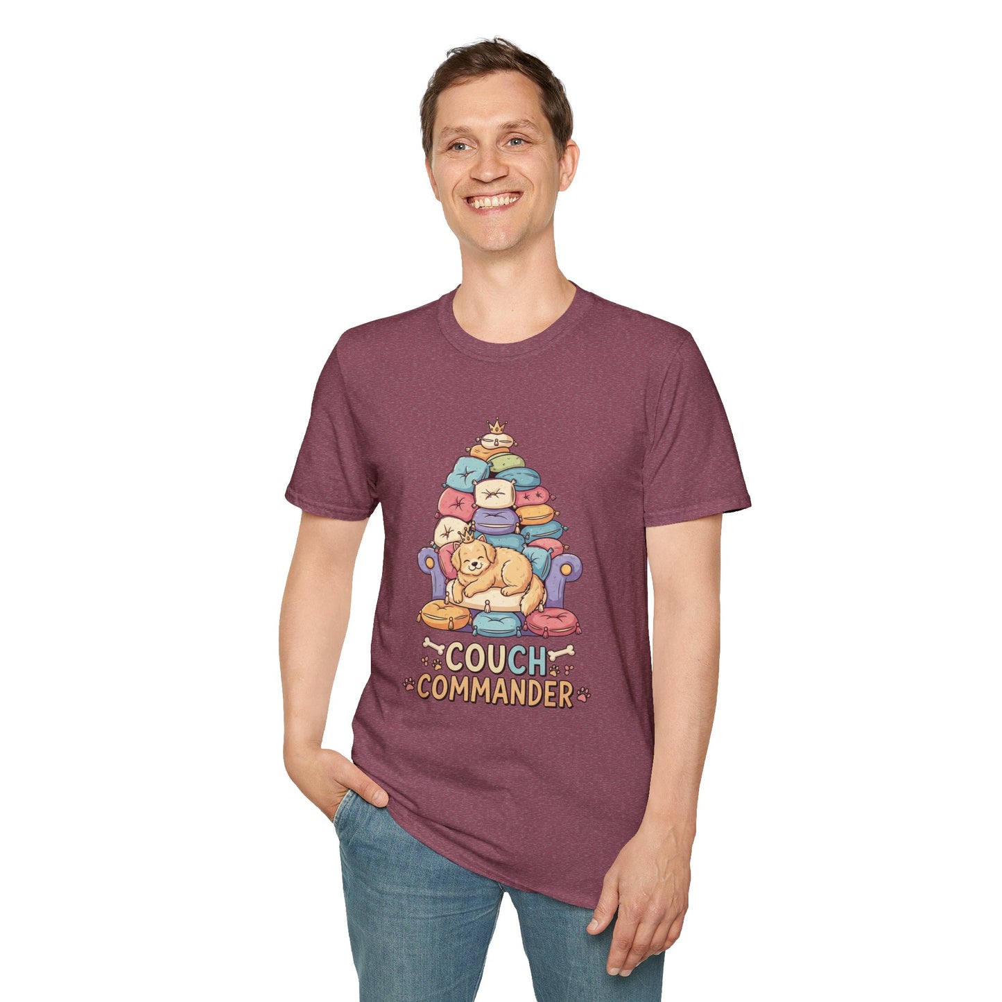 Couch Commander T-Shirt, Funny Pet Lover Tee, Dog Themed Gift, Cozy Everyday Shirt, Humorous Animal Apparel, Relaxation Top