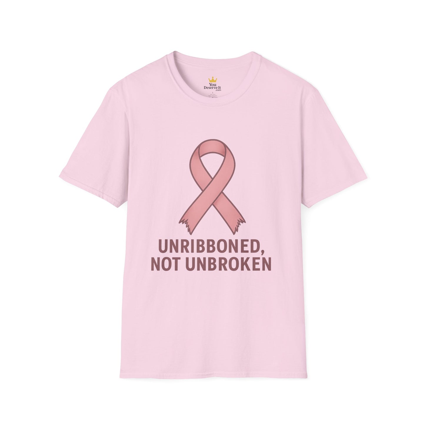 Unribboned Not Unbroken Shirt | Pink Ribbon Cancer Awareness Tee for Survivors & Fighters