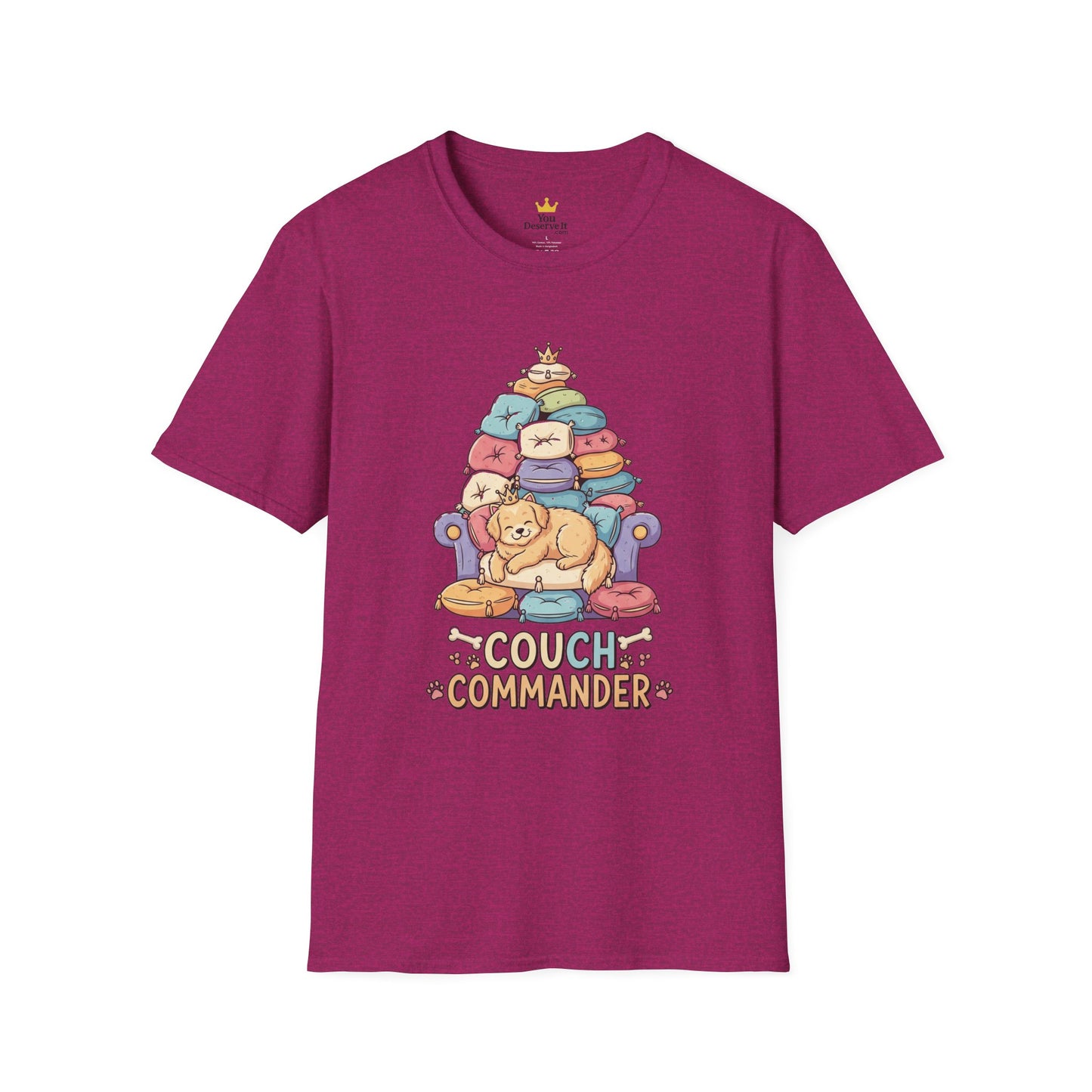 Couch Commander T-Shirt, Funny Pet Lover Tee, Dog Themed Gift, Cozy Everyday Shirt, Humorous Animal Apparel, Relaxation Top