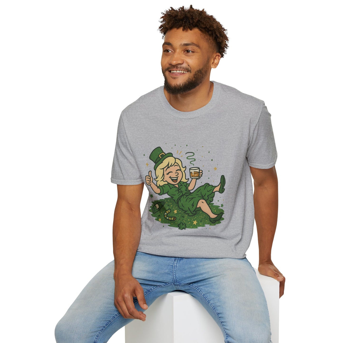 Shamrocked and Unbothered | Funny St. Patrick's Day Tee | Tipsy Leprechaun Lady T-Shirt, Irish Drinking Party Shirt for Women