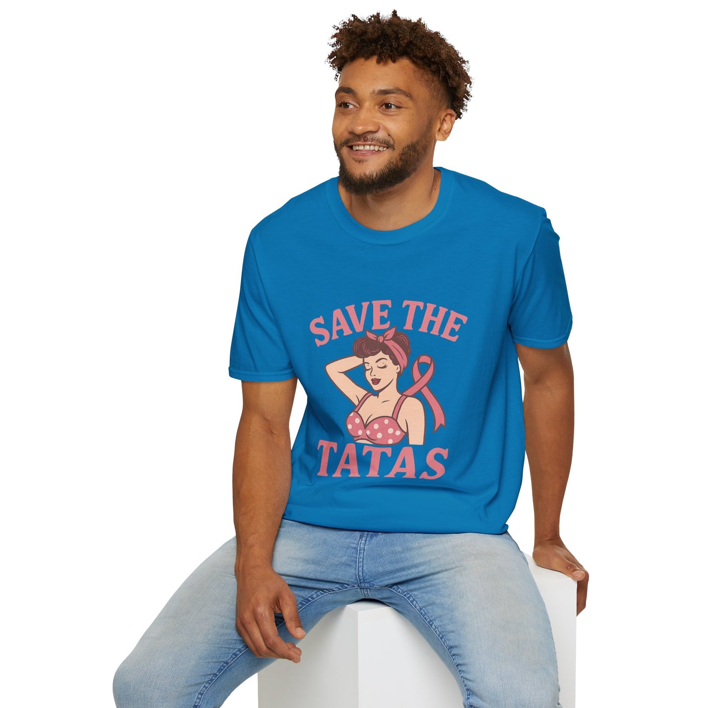 Save the Tatas Shirt | Retro Pin-Up Breast Cancer Awareness Tee with Pink Ribbon
