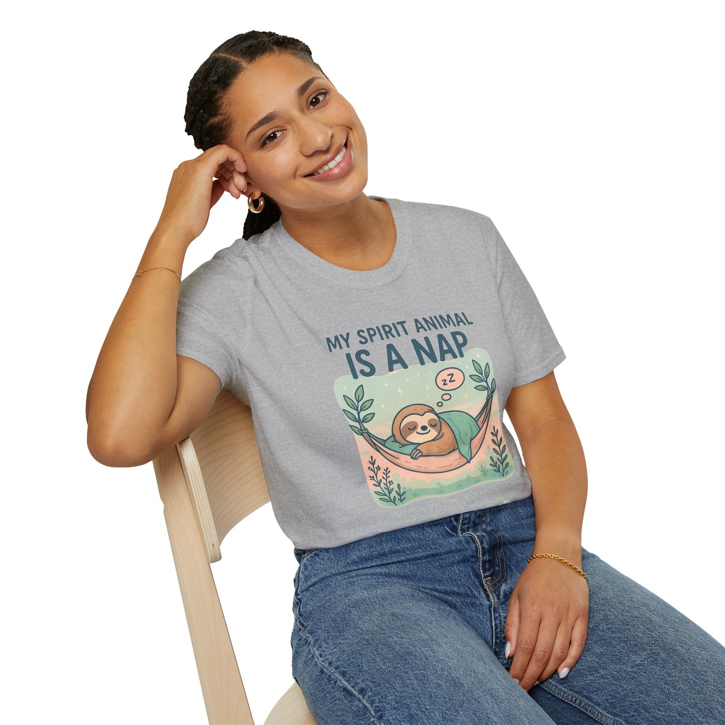 My Spirit Animal Is a Nap T-Shirt | Cute Sleepy Sloth in Hammock Design