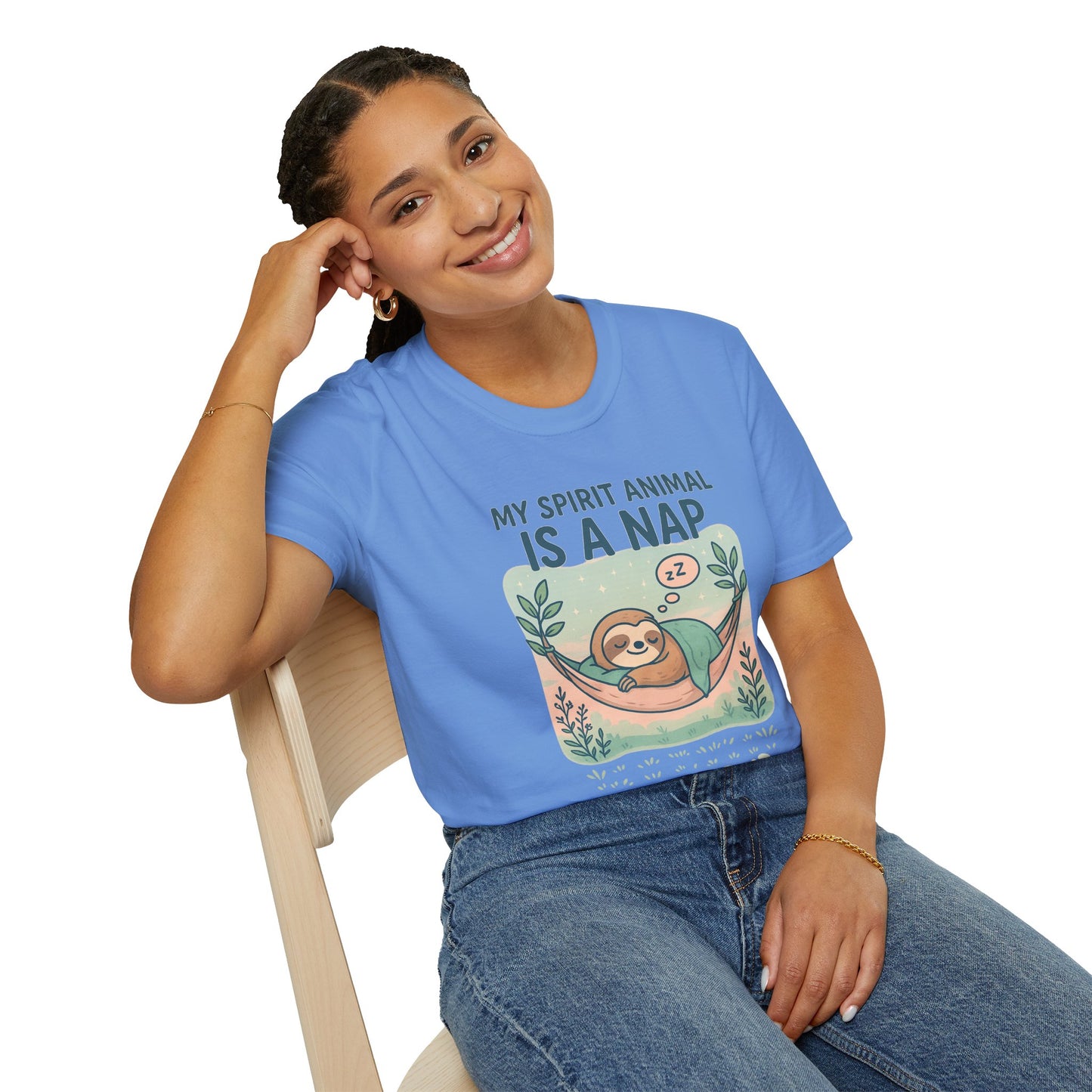 My Spirit Animal Is a Nap T-Shirt | Cute Sleepy Sloth in Hammock Design