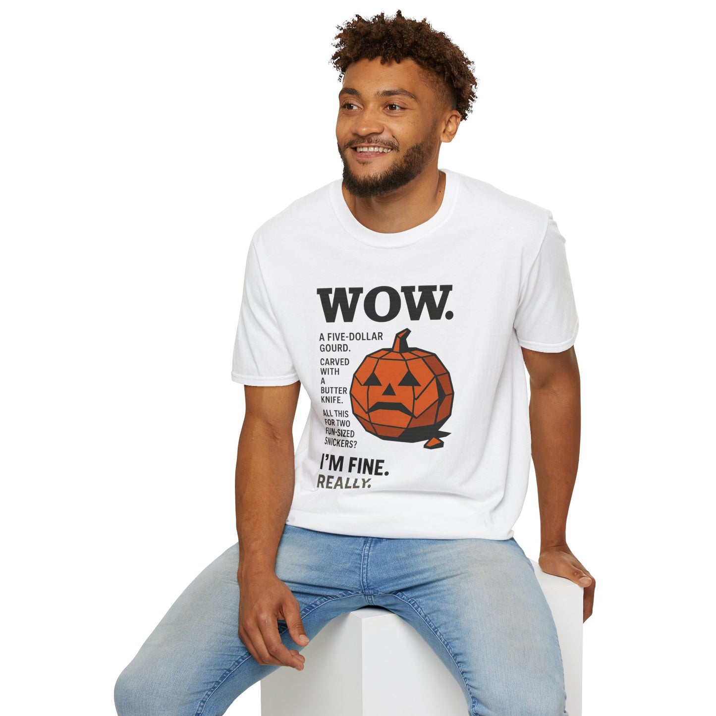 Geometric Jack-O’-Lantern Funny Halloween T-Shirt – Cynical Pumpkin Design