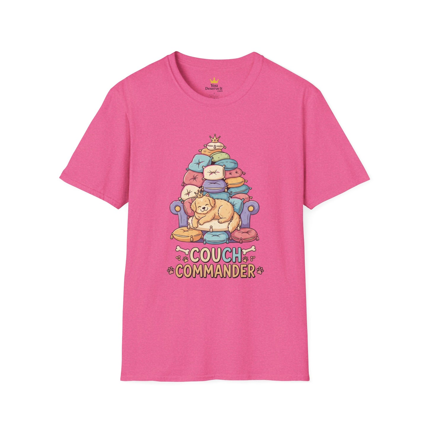 Couch Commander T-Shirt, Funny Pet Lover Tee, Dog Themed Gift, Cozy Everyday Shirt, Humorous Animal Apparel, Relaxation Top