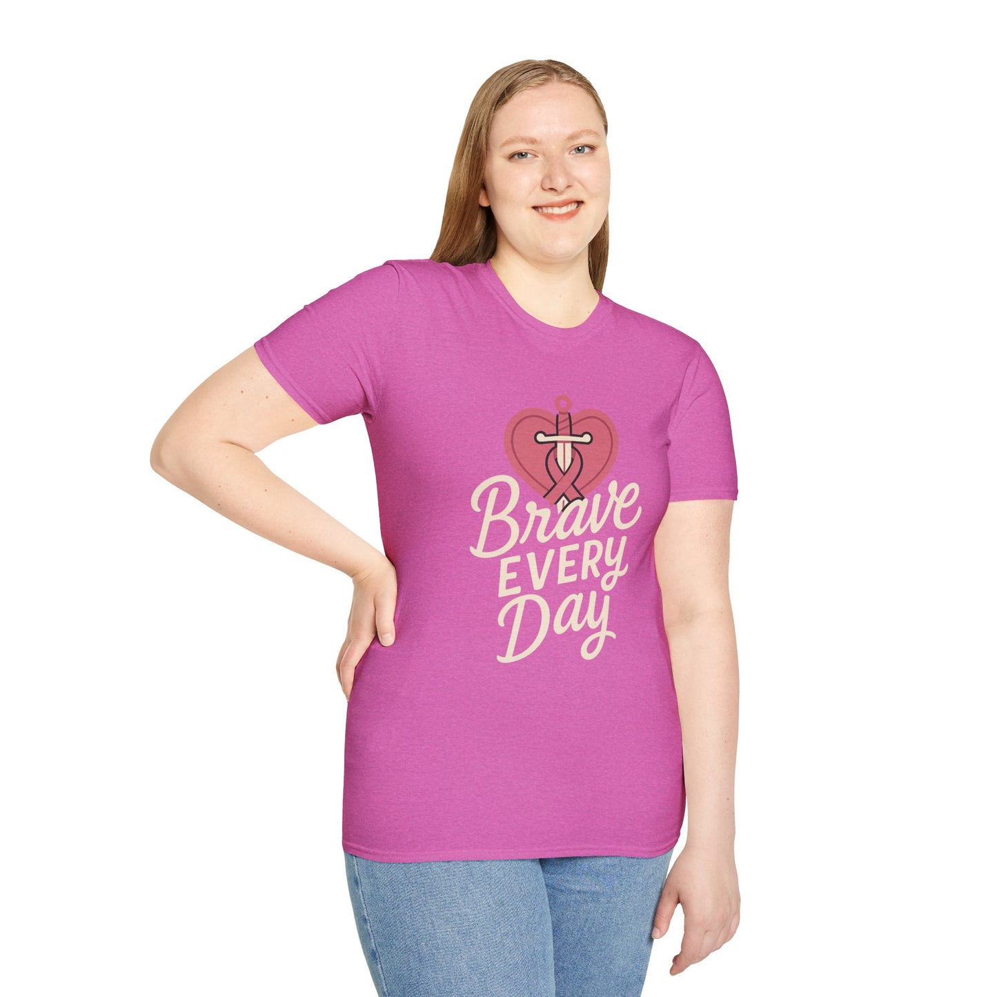 Brave Every Day Shirt | Breast Cancer Awareness Tee with Sword & Ribbon Heart