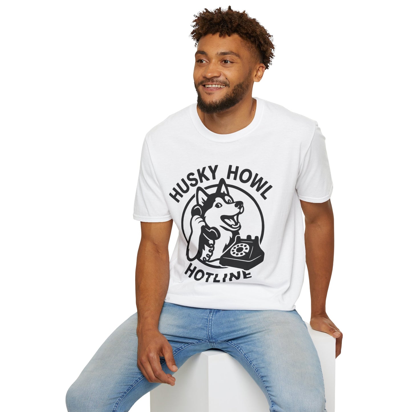 Husky Howl Hotline T-Shirt, Funny Dog Tee, Pet Lover Gift, Animal Rescue Fundraiser Shirt, Casual Wear, Gift for Dog Lovers