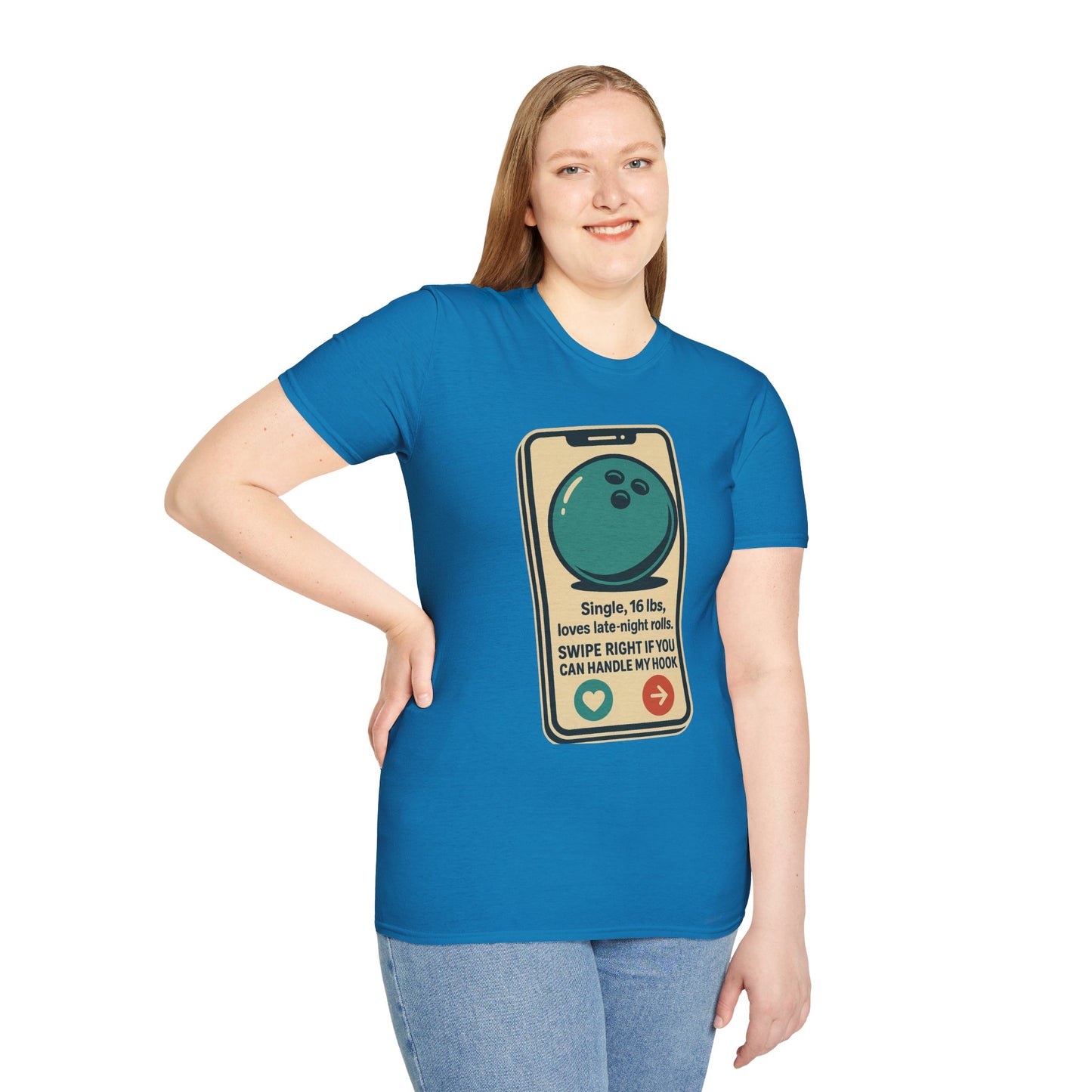 Bowling Ball Dating Profile Funny T-Shirt | Swipe Right If You Can Handle My Hook