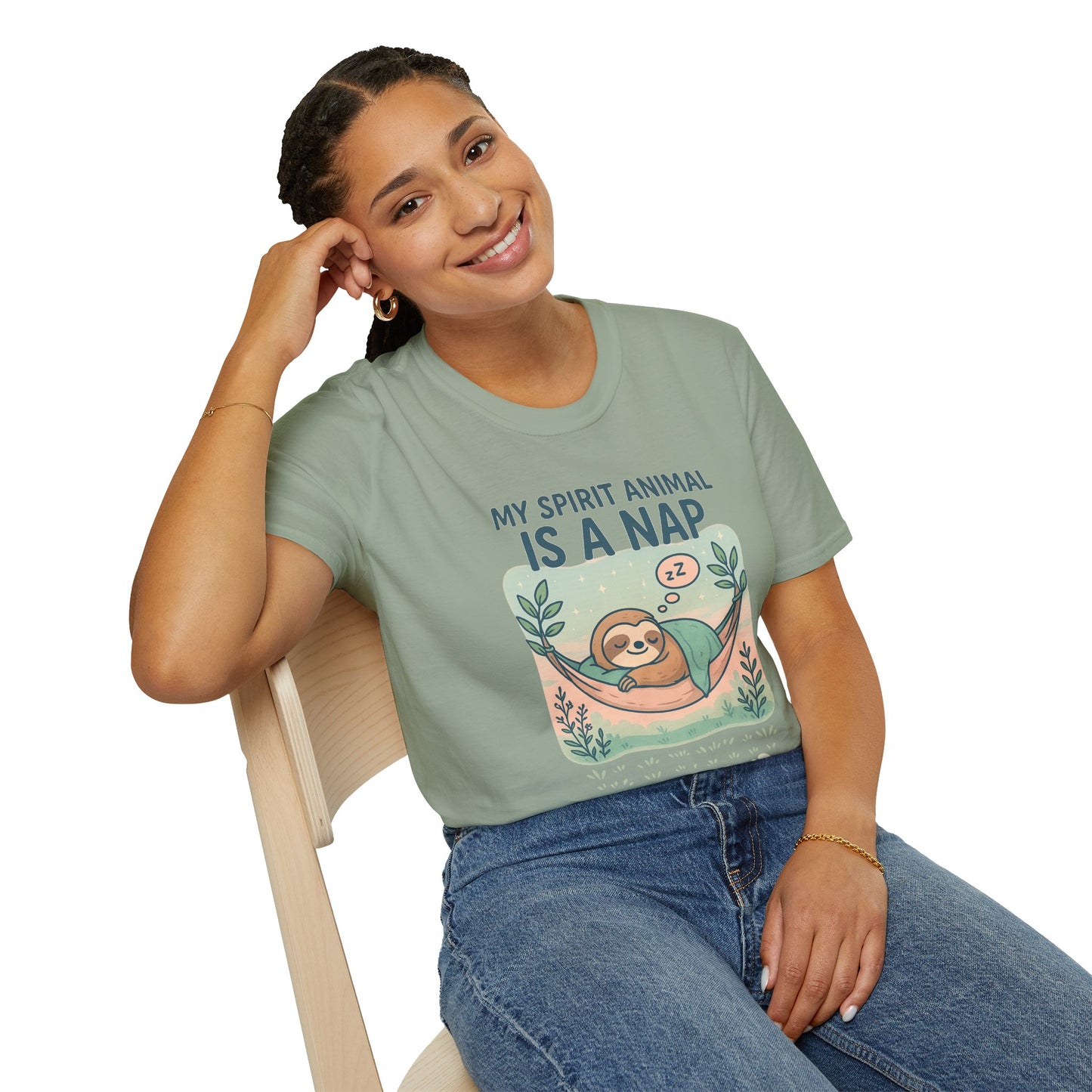 My Spirit Animal Is a Nap T-Shirt | Cute Sleepy Sloth in Hammock Design