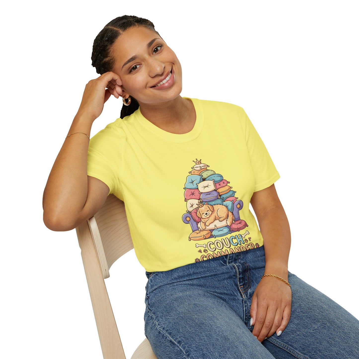 Couch Commander T-Shirt, Funny Pet Lover Tee, Dog Themed Gift, Cozy Everyday Shirt, Humorous Animal Apparel, Relaxation Top