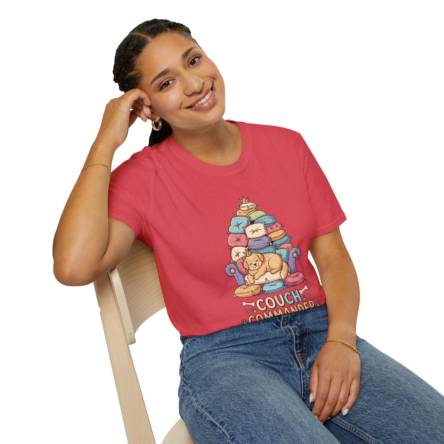 Couch Commander T-Shirt, Funny Pet Lover Tee, Dog Themed Gift, Cozy Everyday Shirt, Humorous Animal Apparel, Relaxation Top