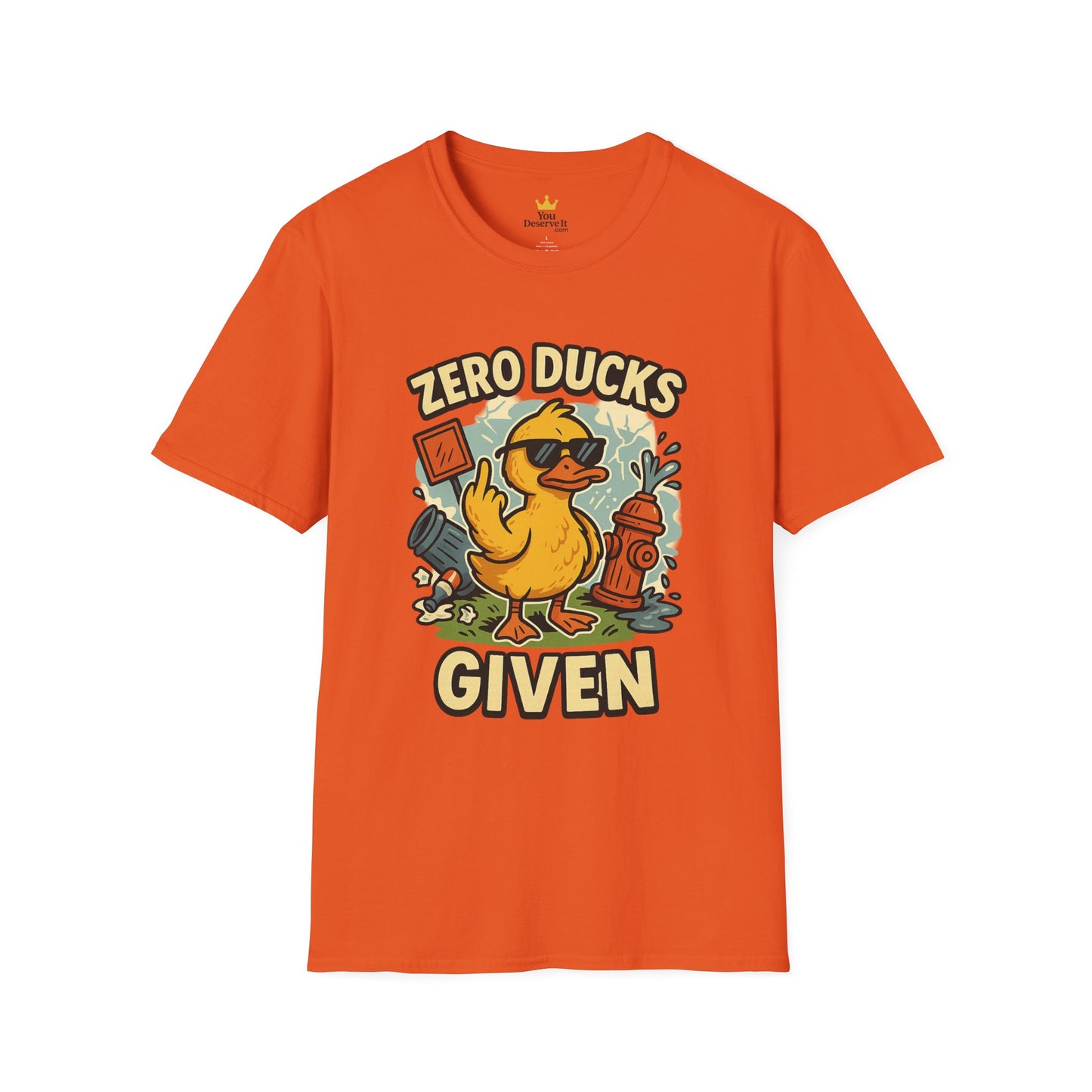 Zero Ducks Given T-Shirt | Funny Sarcastic Duck Flipping Off Graphic Tee