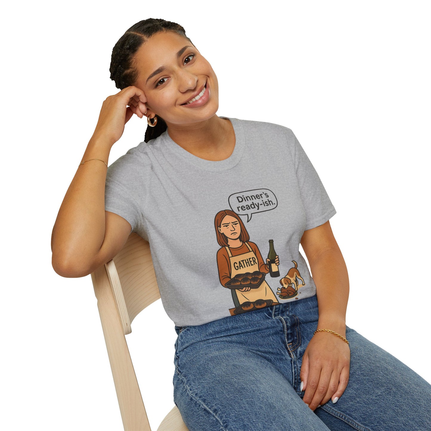 Dinner's Ready-ish | Funny Thanksgiving T-Shirt | Burnt Turkey Tee, Sarcastic Holiday Cooking Shirt, Relatable Family Dinner Humor