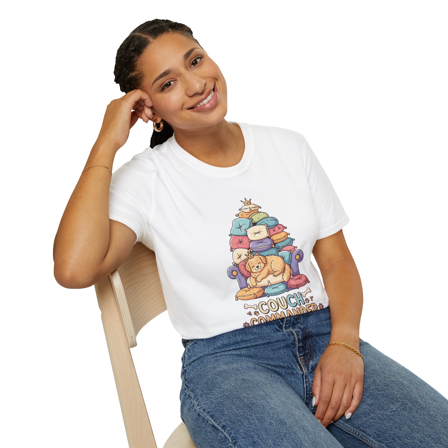 Couch Commander T-Shirt, Funny Pet Lover Tee, Dog Themed Gift, Cozy Everyday Shirt, Humorous Animal Apparel, Relaxation Top