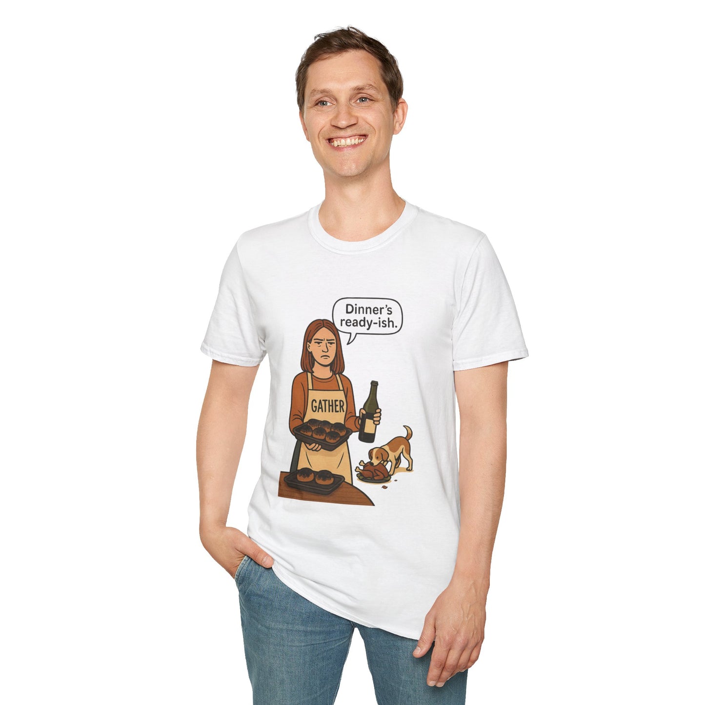 Dinner's Ready-ish | Funny Thanksgiving T-Shirt | Burnt Turkey Tee, Sarcastic Holiday Cooking Shirt, Relatable Family Dinner Humor