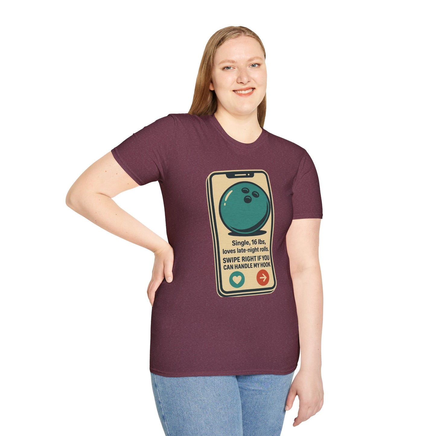 Bowling Ball Dating Profile Funny T-Shirt | Swipe Right If You Can Handle My Hook
