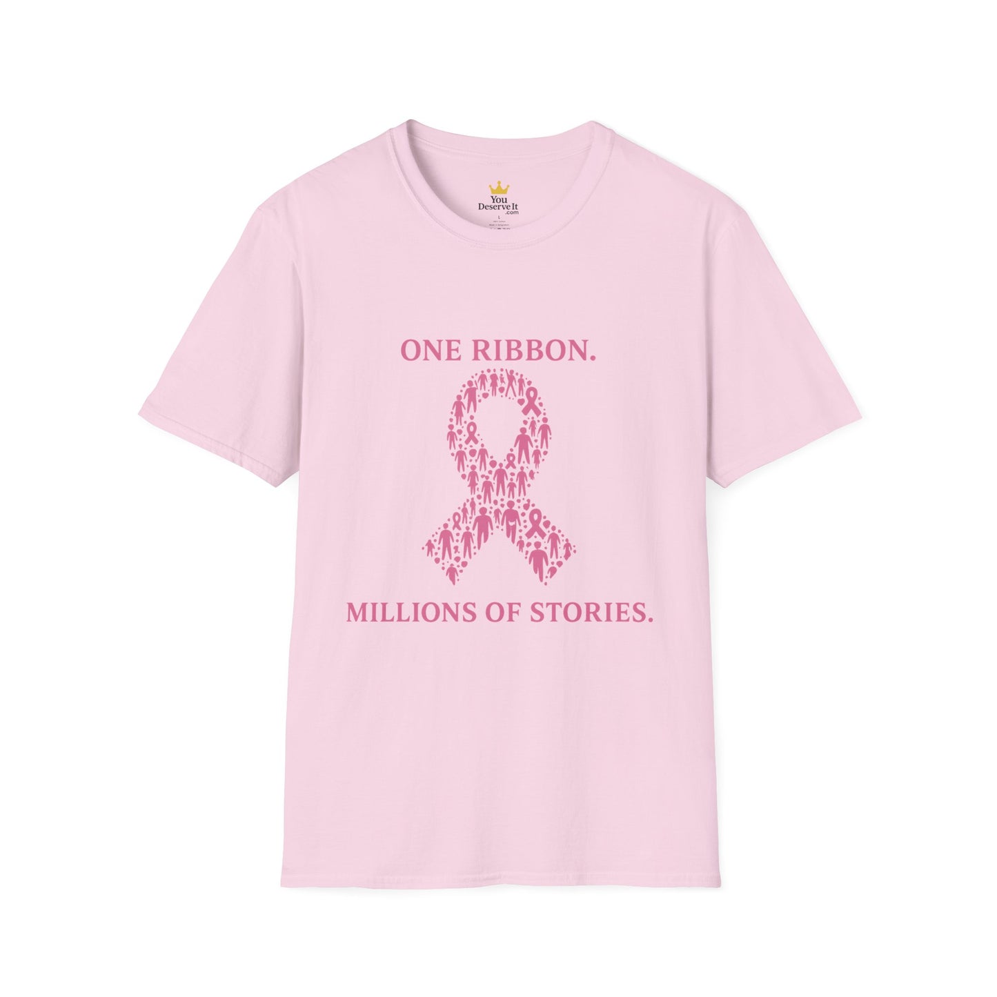 One Ribbon Millions of Stories Shirt | Breast Cancer Awareness Tee with People Silhouette Ribbon