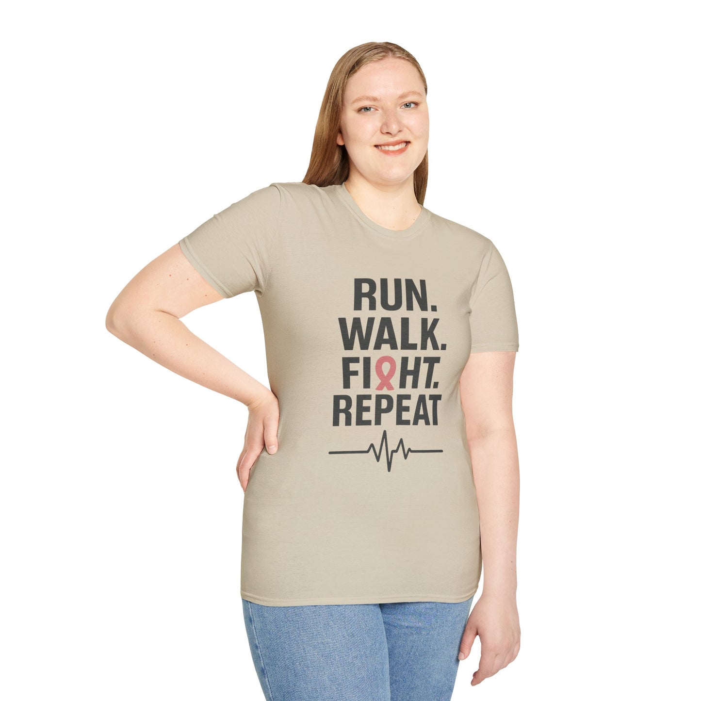 Run. Walk. Fight. Repeat. | Breast Cancer Awareness Tee