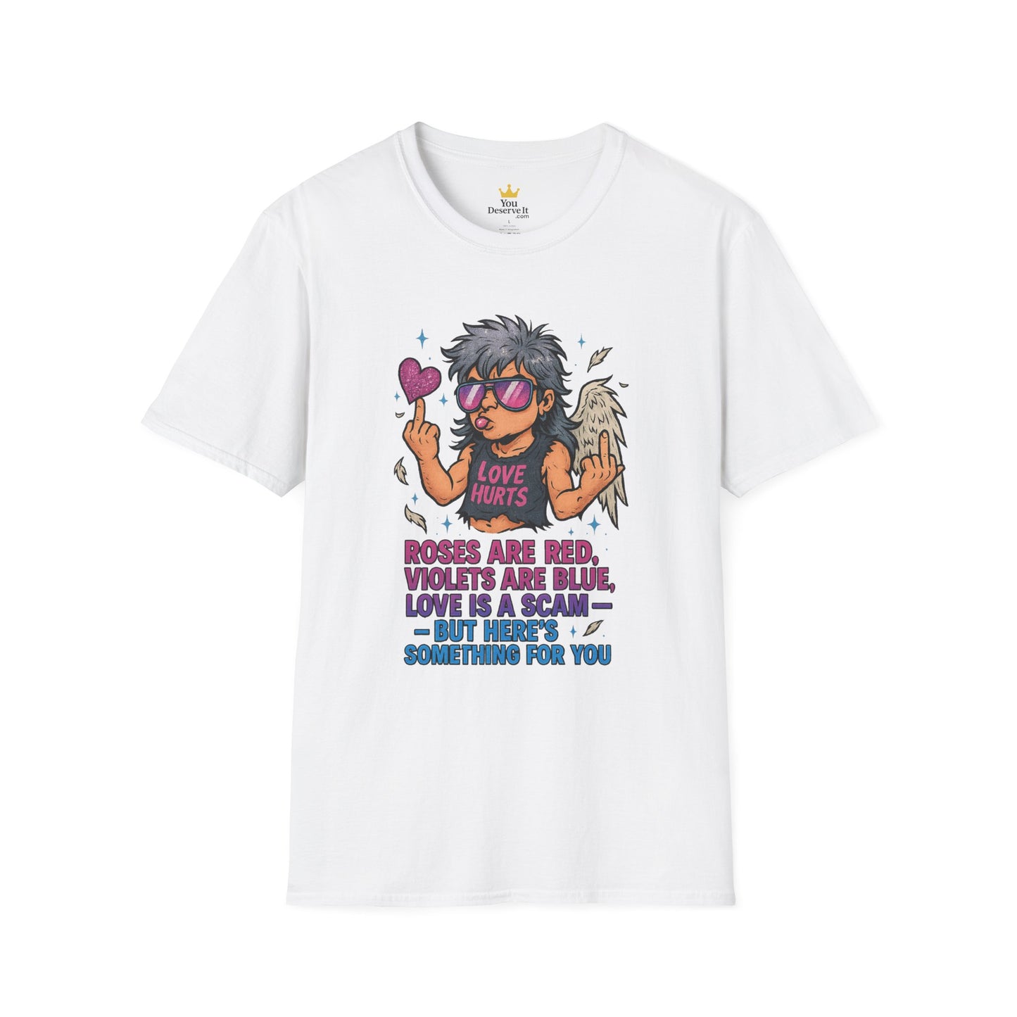 Love Is a Scam | Sarcastic Anti-Valentine's Day Cupid Tee | Funny Unisex T-Shirt