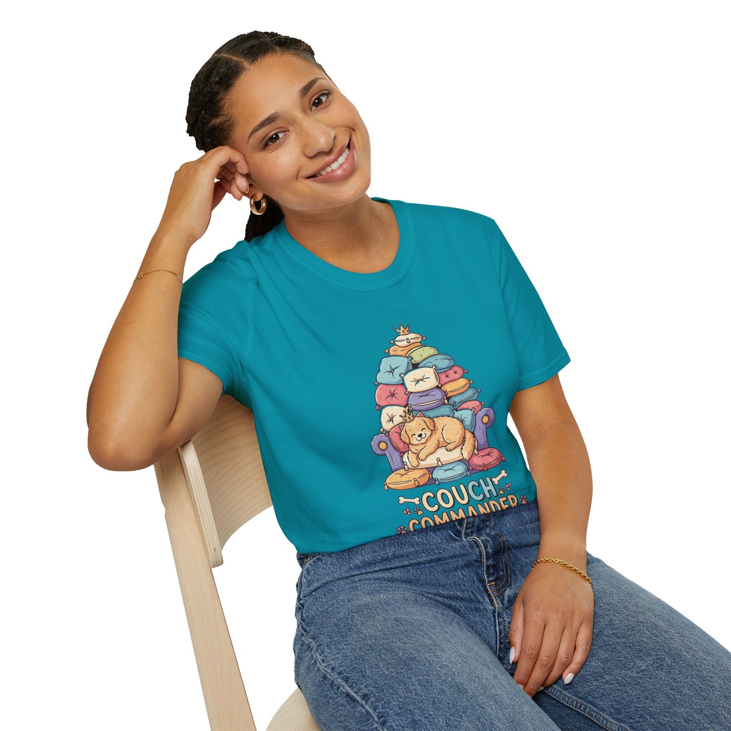 Couch Commander T-Shirt, Funny Pet Lover Tee, Dog Themed Gift, Cozy Everyday Shirt, Humorous Animal Apparel, Relaxation Top