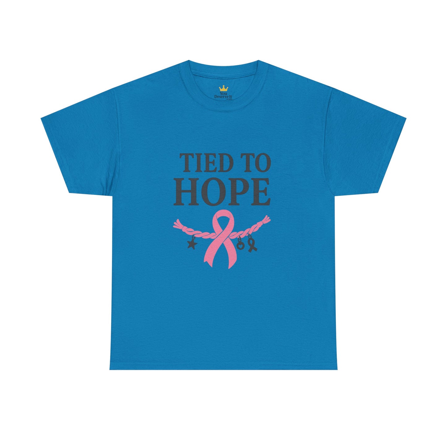 Tied to Hope Shirt | Breast Cancer Awareness Tee with Ribbon and Charms | Support & Survivor T-Shirt