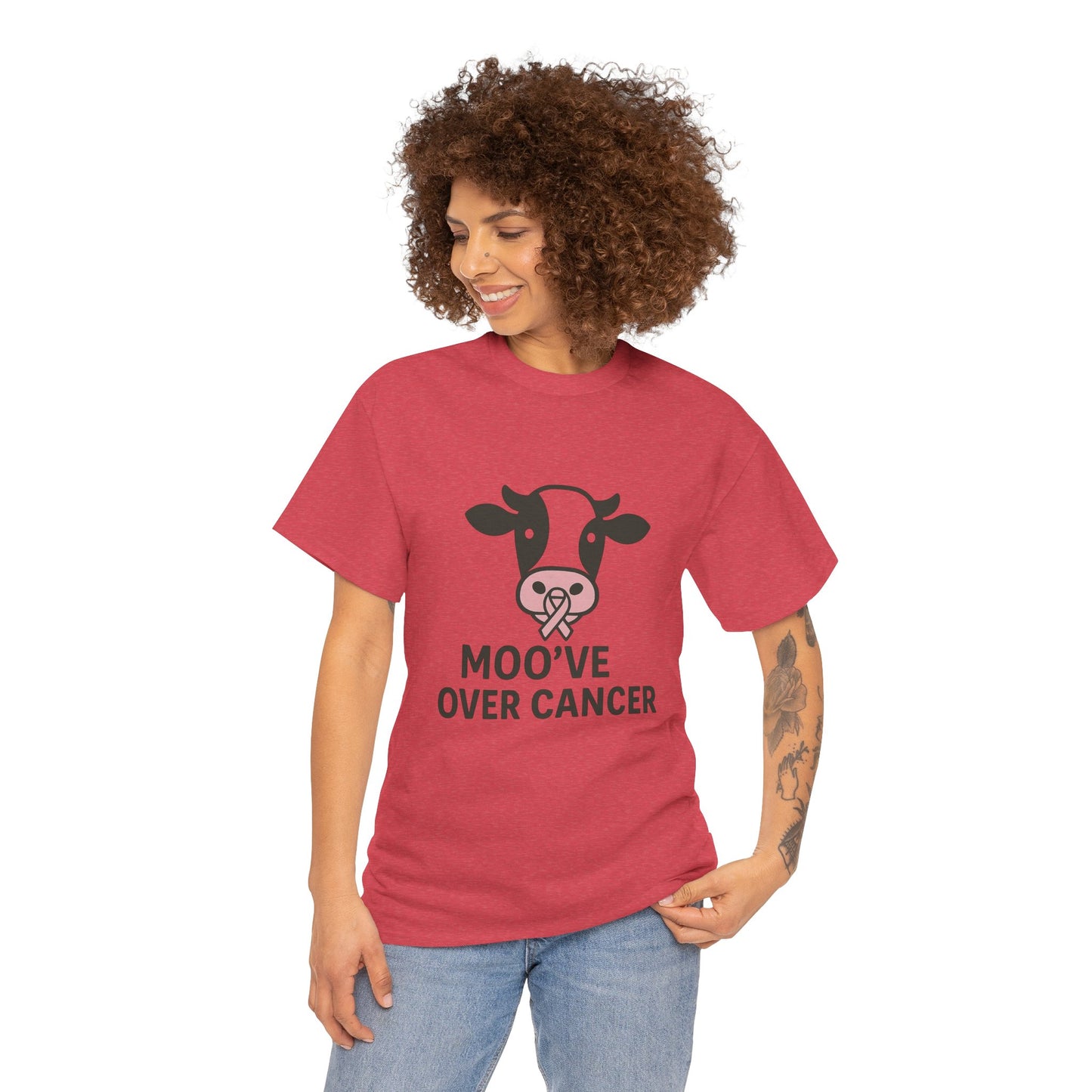 Moo've Over Cancer | Breast Cancer Awareness Cow Tee